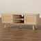 Baxton Studio Sebille Mid-Century Modern Light Brown Finished Wood 2-Door TV Stand with Natural Rattan 207-12462 - alternate 2